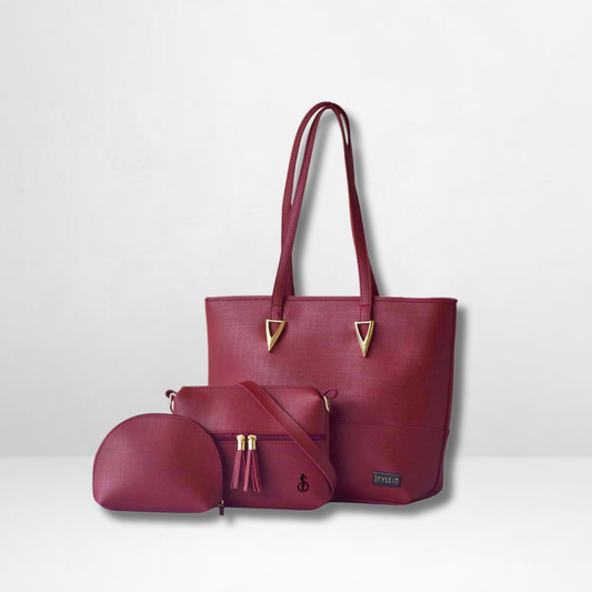 Carla Maroon 3 Pcs Shoulder Bag