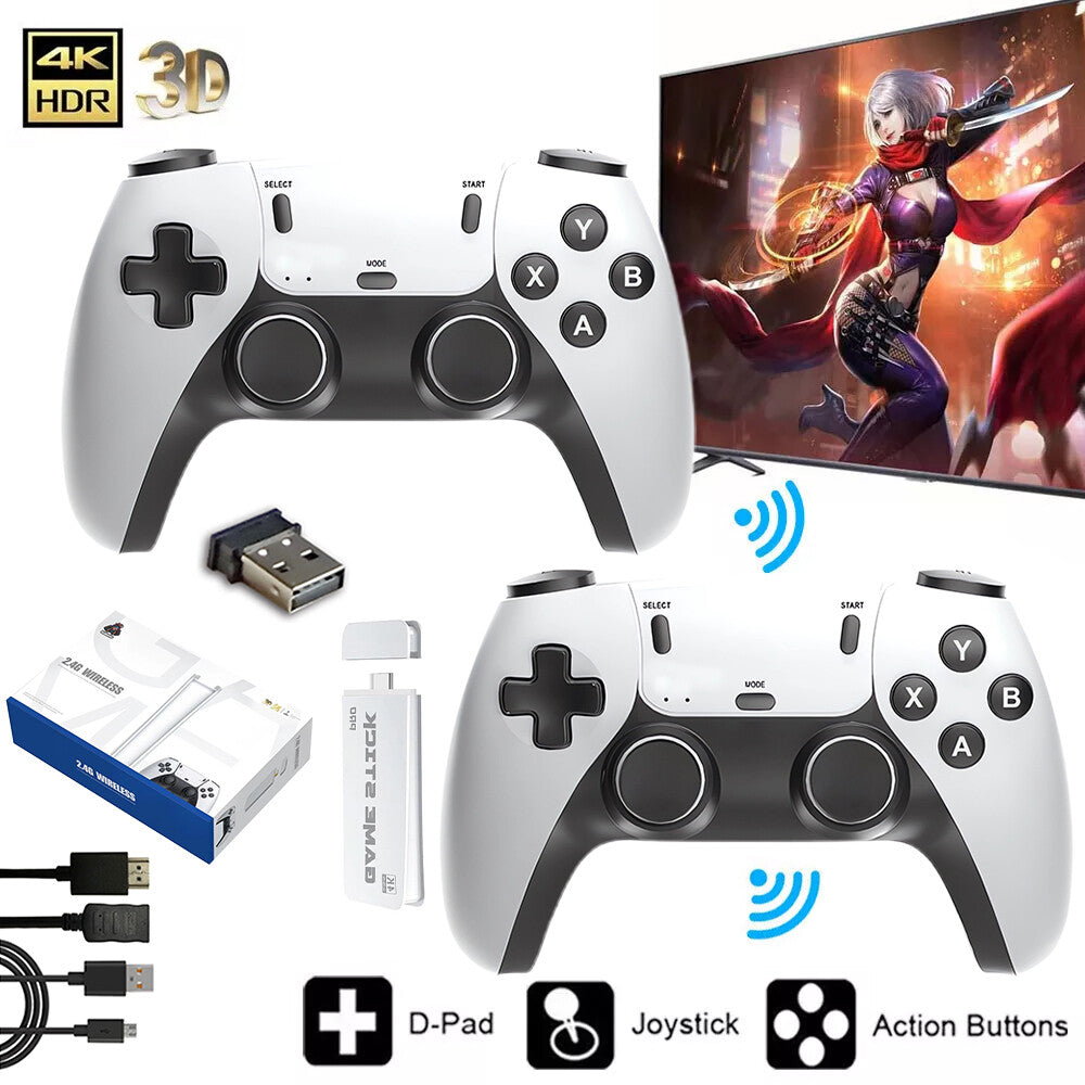 M15 Game Stick Pro 4K Console 64GB with Dual 2.4G Wireless Controllers – 20,000 Games