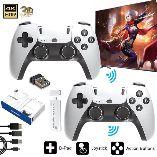 M15 Game Stick Pro 4K Console 64GB with Dual 2.4G Wireless Controllers – 20,000 Games