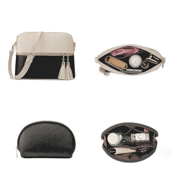 Carla Beige Black 3 Pcs Shoulder Bag